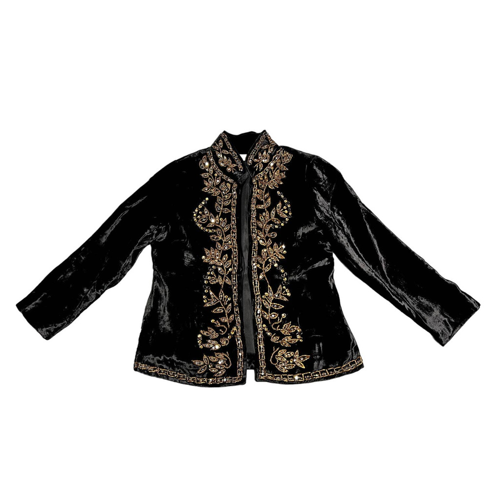 Soft Surroundings Velvet-like Military-Style Jacket - Size Small